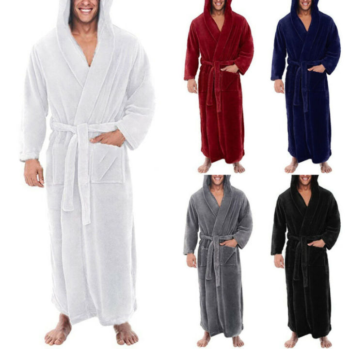 top-mens-nightwear-long-sleeve-fleece-hooded-robe-gown-long-bathrobe-warm-sleepwear