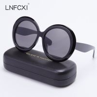 LNFCXI Fashionable Round Oversized Oval Sunglasses Women/Men Vintage Glasses for Women Luxury Black Green Oculos De Sol Gafas Cycling Sunglasses