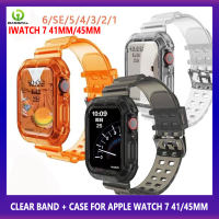 BassPal Integration Sport Clear Band + สำหรับ Apple Watch Ultra 8 7 6 SE 5 4 3 2 1ลูกอมโปร่งใสสร้อยข้อมือซิลิโคนสำหรับ I Watch 40มม. 44มม. 42มม. 38มม. 41มม. 45มม. 49มม. อุปกรณ์เสริมนาฬิกาอัจฉริยะ