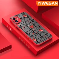 YIWESAN เคสสำหรับ iPhone 11 11 Pro 11 Pro Max,เคสแมวการ์ตูนน่ารักขอบสี่เหลี่ยมมีน้ำค้างแข็งโปร่งใสเคสซิลิโคนกันกระแทกโทรศัพท์ฝาหลังเต็มตัวฝาครอบป้องกันเลนส์กล้อง