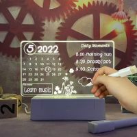 ❀❍ Note Board Night Light Calendar Creative LED Lamp Transparent Acrylic Message Board Office Bedroom Home Cafe Desktop Decorative