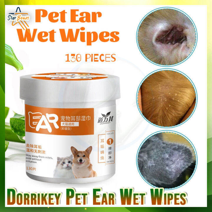 Dorrikey Pet Eye Wipes / Pet Ear Wipes Paper Towels Dogs Cats Tears Remover Wet Wipes 130pcs PAW