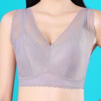 Factory Outlet Lace Deep V Non -Steel Ring Fixed Cup Sleep Bra, Mulberry Silk Model Back Underwear Female Comfortable