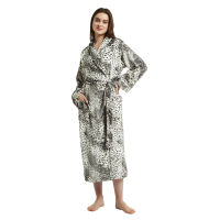 Merrylife Night Dress Women Bathrobe Cotton Robe Womens Winter Leopard Zebra Pattern Plush Shawl Long Sleeved Robe Coat Warm