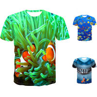 3D ปลาใต้น้ำ Shark พิมพ์ผู้ชายผู้หญิง T เสื้อการ์ตูนตลกสบายๆหลวมแขนสั้น Tops