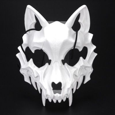 Japanese Anime Fox Dragon Skeleton Half Face Mask Cosplay Animal White Skeleton Mask Unisex Halloween Carnival Party Props