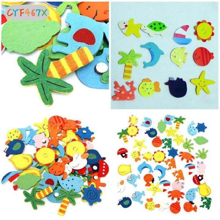 cyf-12-pcs-set-children-toys-fridge-magnet-wooden-cartoon-animals-kids-educational-learning-toy-gifts