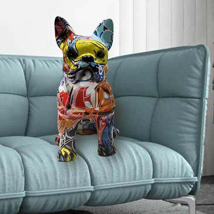 Loviver Graffiti Art Dog Statue Dog Art Figurine Sculpture Home Desktop