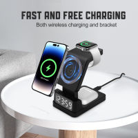 Wireless Charger with Digital Watch for Charging Station for 14 Pro Max 13 12, Charging Station Watch and Phone, Inductive Charging Station Wireless Charger for Watch 8 7 SE 6 5 pods Pro/3