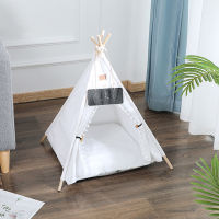 2021Indoor Pet Portable Tent House Teepee Thick Cushion Cat Bed Available for Dog Puppy Outdoor Linen Pet Dog Tent Supplies