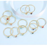 12Pcs/Lot Birthstone rings size 6 7 8 9 Mirror Polish Stainless Steel rings for women Couple rings Fashion Jewelry Gifts