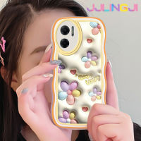 Jlingji เคสสำหรับ Xiaomi MI Xiaomi MI Redmi 10 5G Note 11E 5G Redmi 11 Prime เคสแฟชั่น3D ดอกไม้นำโชคดีไซน์ใหม่ Colour โบกกันกระแทกแบบใสนิ่มเคสมือถือโปร่งใสลายกล้องถ่ายรูปสร้างสรรค์เคสซิลิกาเจลป้องกัน