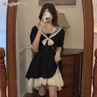 JK Girl Sailor Collar Skirt Slimming Bow Dress เสื้อผ้าสตรีขนาดใหญ่กระโปรงหลวมสั้นและยาว Skirt