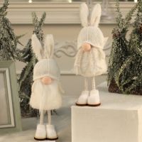 【CW】 Christmas Angel Girl Holiday Gift Cute Rabbit Ear Standing Faceless Doll Decoration Ornament 2023 Merry Christma Decor For Home