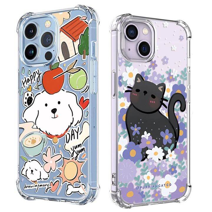 shine-electron-เคสโทรศัพท์แฟชั่นสุนัขแมวดอกไม้สำหรับ-samsung-galaxy-s7-edge-s9-s10-lite-s20-s21-s22-s23-fe-ฝาหลัง-tpu-นุ่มพิเศษ