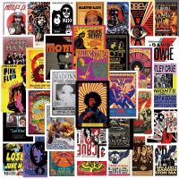 10/25/50pcs Retro Rock Music Graffiti Stickers for Guitar Rock Band Luggage Laptop Pad Phone Motorcycle Skateboard Kids Adult