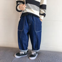 IENENS Boys Jeans Solid Color Denim Pants Baby Casual Bottoms Children Clothes Kids Gril Classics Jeans For 2-8 Years