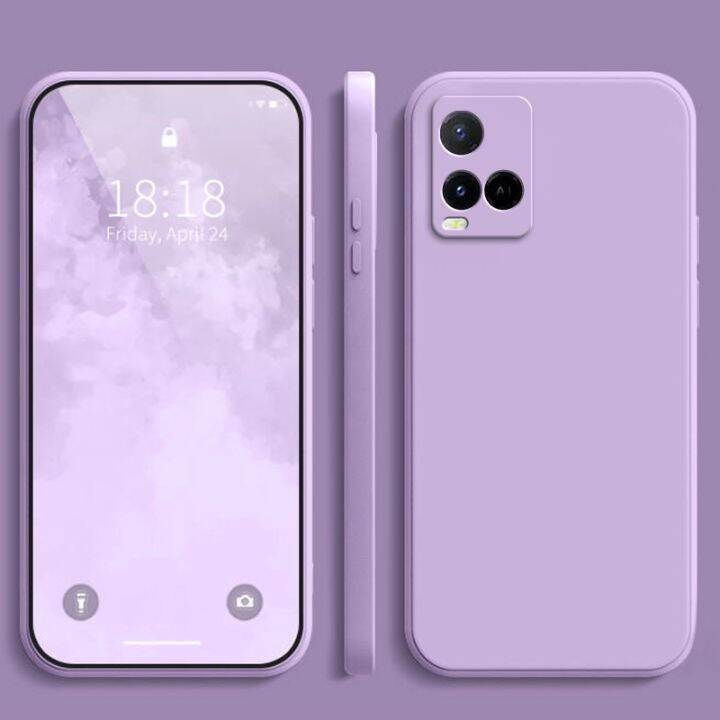 vivo-y21t-y33s-y33t-y21s-y21i-y20-y20s-y20i-y12a-y12s-liquid-ซิลิโคนตรงขอบเคสใส่โทรศัพท์ซิลิโคนสีลูกกวาด-tpu-ฝาหลัง