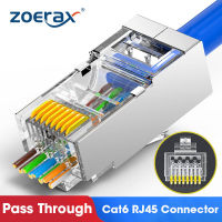 ZoeRax 50/100PCS Shielded RJ45ผ่านCat6 Connector 30uชุบทองSTPชุบทอง3ปลั๊กแบบโมดูลาร์8P8Cปลาย