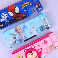 Lotso strawberry bear Frozen Spider-Man Cartoon kids Multifunctional Pen Box Student Stationery Box Large Capacity