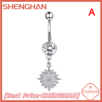 SHENGHAN 14G แหวนคริสตัลสะดือ Barbell ห้อยเจาะสะดือตัว