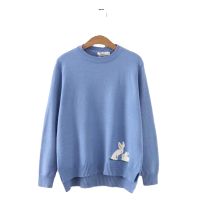 Plus Size Womens Knitted Blue Orange Autumn New Sweaters Long Sleeved Casual Fashion Female Outerwear