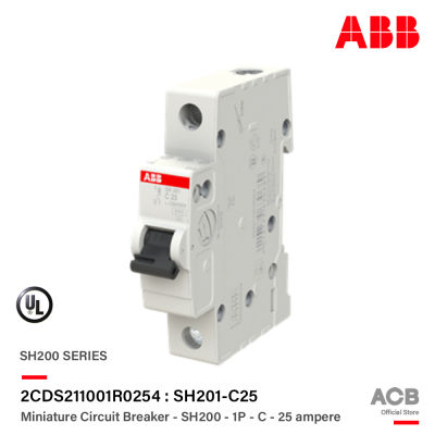 ABB SH201-C25 ลูกย่อยเซอร์กิตเบรกเกอร์ 25 แอมป์ 1 โพล 6kA, ABB System M Pro 25A MCB Mini Circuit Breaker1P, Breaking Capacity 6 kA