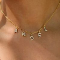 【CW】Vnox Custom Crystal Letter Initial Name Necklaces for Women Girls Cubic Zirconia Stone A-Z Alphabet Pendant Necklace Jewelry