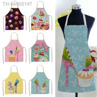 ┇☞ Cake Donut Pattern Printed Kitchen Decoration Accessories Apron Womens Sleeveless Linen Apron Cooking Household Cleaning Tool