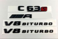 Gloss Black C63S For AMG V8 BITURBO PACKAGE Trunk Emblem Badge Sticker C63 W205