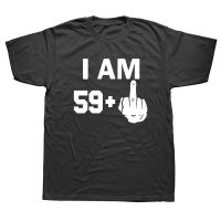 Mens T-Shirt I Am 59 Middle Finger 60th Cool Funny Birthday Gifts Idea T Shirt for Man Husband Daddy Fathers Day Present