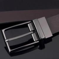 เข็มขัด ผู้ชาย มี 2 สี ในเส้นเดียว สีดำ สีน้ำตาล Men Leather Belt Pin Buckle Waist Strap Belts WaistBand 2 Side Usable