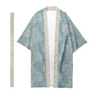 Mens Japanese Traditional Ethnic Long Kimono Cardigan Womens Kimono Plant Floral Pattern Kimono Shirt Yukata Jacket