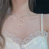 [COD] Mori ins tulip diamond-encrusted pearl necklace fresh and sweet collarbone chain simple fashion attendance all-match