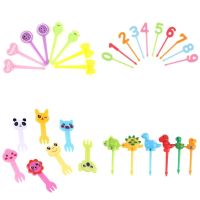 6-20pcs Mini Cartoon Animal Farm Dinosaur Fruit Fork Children Snack Cake Dessert Pick Toothpick Lunches Party Decor