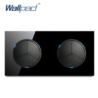 2020 Wallpad 6 Gang 2 Way สวิตช์ไฟติดผนังกดแบบสุ่มพร้อมไฟแสดงสถานะ LED แผงคริสตัล16A