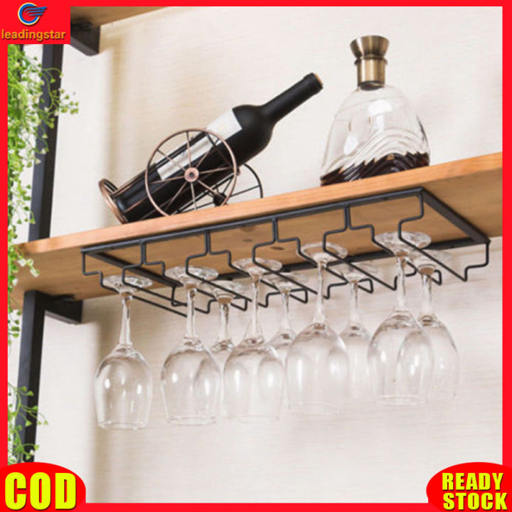 leadingstar-rc-authentic-iron-wall-mount-wine-glass-hanging-holder-goblet-stemware-storage-organizer-rack