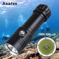 Asafee AF05D 50M Underwater L2 LED 1200LM Diving Flashlight IP68 Waterproof Scuba Lantern SOS Lamp Press Switch Outdoor Torch