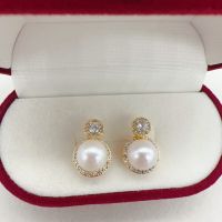 New Arrival Fashion Zircon Diamond Pearl Earrings For Women Real Freshwater Pearl 14K Gold Filled Stud Earring Jewelry Gift