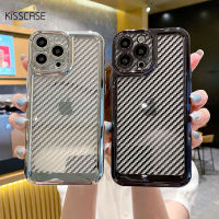 KISSCASE Electroplated คาร์บอนไฟเบอร์แบบกรณีสำหรับ Iphone 14 13 12 11 Pro Max หรูหราบางกรณีโทรศัพท์สำหรับ Iphone Xs Max Xr X ซิลิโคนอ่อนนุ่มปกใสสำหรับ Iphone 13 Pro Max 14บวกเชลล์