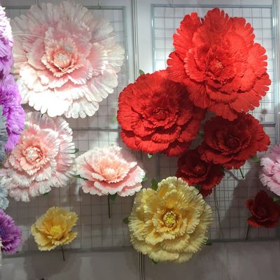 [AYIQ Flower Shop] หัวดอกโบตั๋นดอกไม้ผ้าไหมประดิษฐ์ขนาดใหญ่หลายขนาดดอกไม้งานแต่งงานการตกแต่งกำแพงฉากหลังแบบ Diy