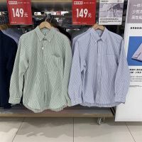 Uniqlo2023 Spring and Autumn New Mens and Womens Couple Tops Oxford Striped Shirt Jacket 452298