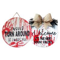 Horror Halloween Wreath Front Door Decor Wooden Door Sign Halloween Wreath Artificial Wreaths Bloody Party Decorations Wood Signs Halloween Party Supplies Wall Art Welcome Signs kindly