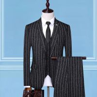 Factory Outlet Spring New Suits Set Men 2022 Korean Version Of Slim Stripes Three -Piece Suit Business