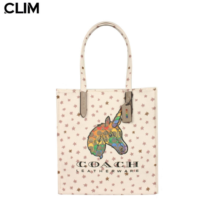 buy3,Get10%off】Coach Tote With Rainbow Signature Uni in Canvas