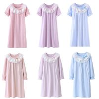 Summer Lace Night Dress for Kids Girl 4-16 Years Girl Cotton Pajamas Children Nightgown Home Clothes Korean Style Nightdress