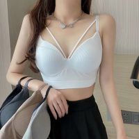 Ladies Camisole Slim Fit Seamless 3D Fixed Cup Bra Pad Wrapped Chest Womens Sexy Short Suspender Sports Bra Vest Underwear