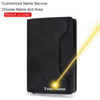 Customized Name Credit Card Holder Rfid Anti-theft Men Leather Wallet Slim Smart Wallet with Coin Pocket &amp;Note Compartment Purse Card Holders