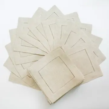 12PCS White Hemstitched Table Napkins For Party Wedding Home