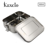 Kaxcio 304 สแตนเลสกล่องข้าวกลางวันชั้นเดียวผู้ใหญ่กล่องอาหารกลางวันซีลกันรั่วเก็บความร้อนกล่องโลหะสี่เหลี่ยมผืนผ้ากับDivider